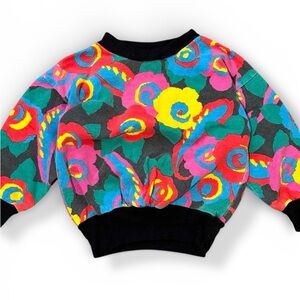 Vintage Colorful Floral Sweatshirt sweater long sleeve colorblock girls toddler